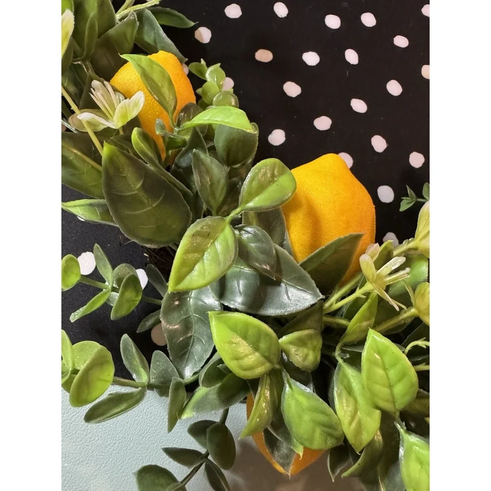 Plastic Lemon and Greenery Door Hanger, Wall hanger, Outdoor Indoor Decor 12 in